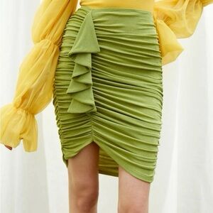 SHEIN - green ruched super stretch skirt for women Size XS